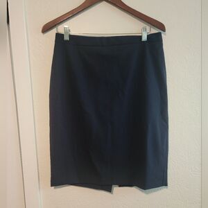 J Crew Pencil Skirt in Italian Two Way Stretch Wool Blend Navy Blue 6